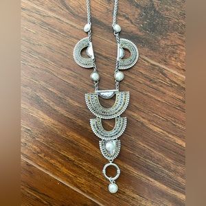 Lucky Brand Statement Necklace Pearl Pave Boho